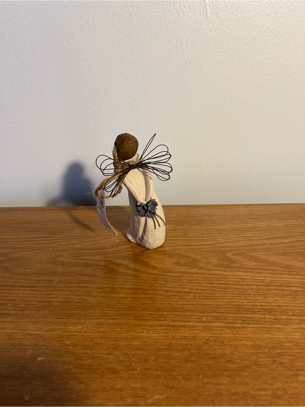 Willow Tree Angel Figurine in Cream and Brown with Wire Wings - Picture 3 of 5